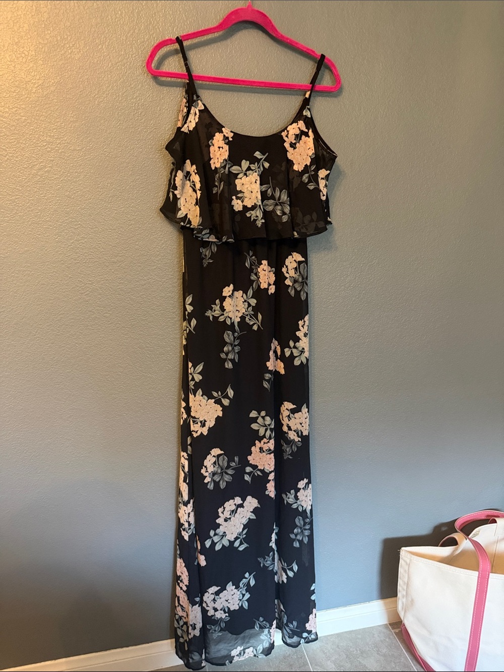 Show Me Your MuMu Black Maxi Dress with Pink Floral Print